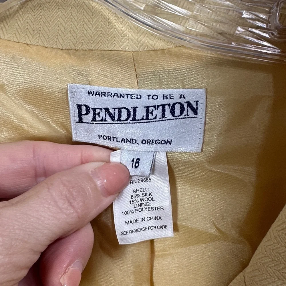 Pendleton Light Yellow Button-Up Jacket silk wool size 16. NWT.